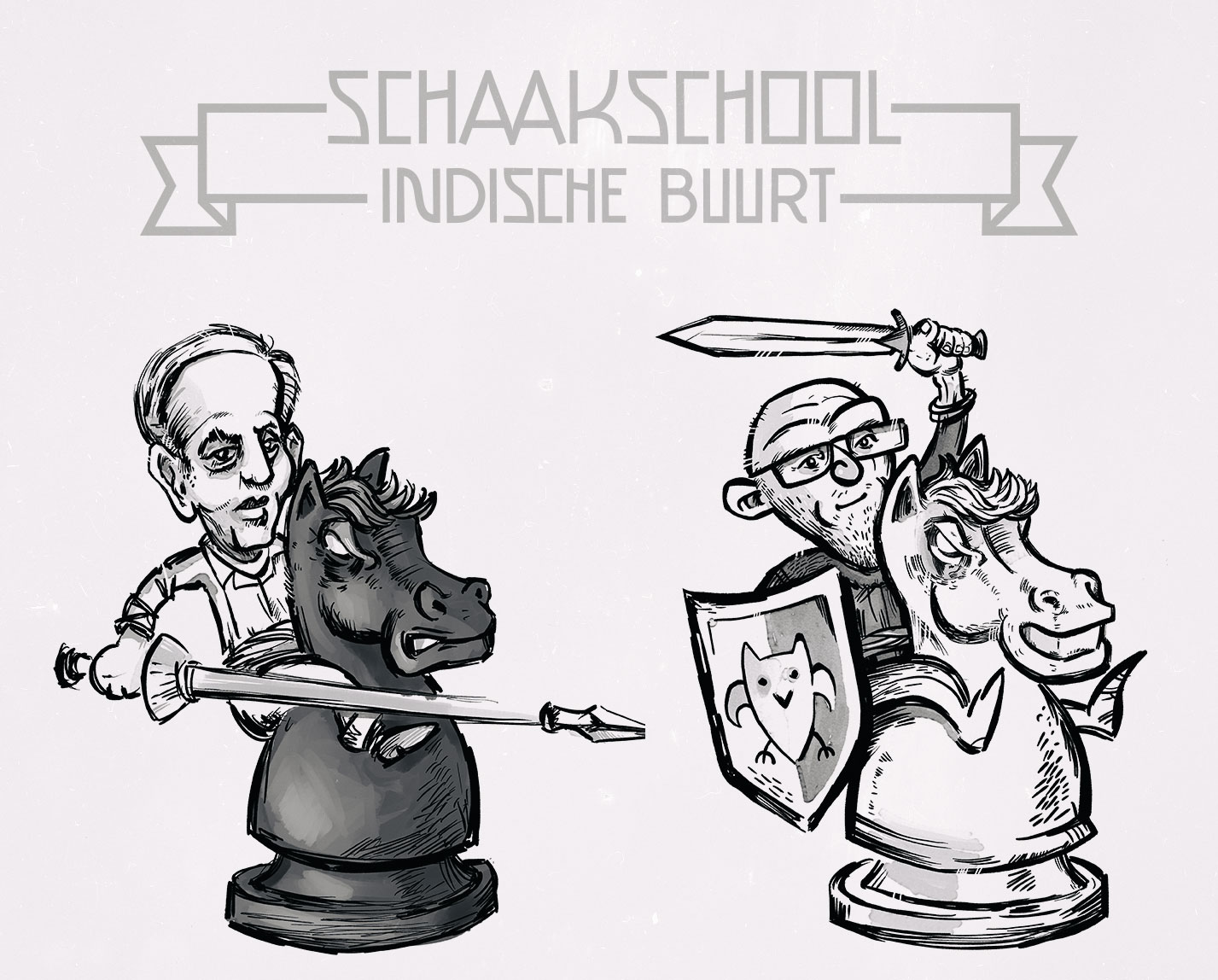 Illustration of the organizers on chess pieces